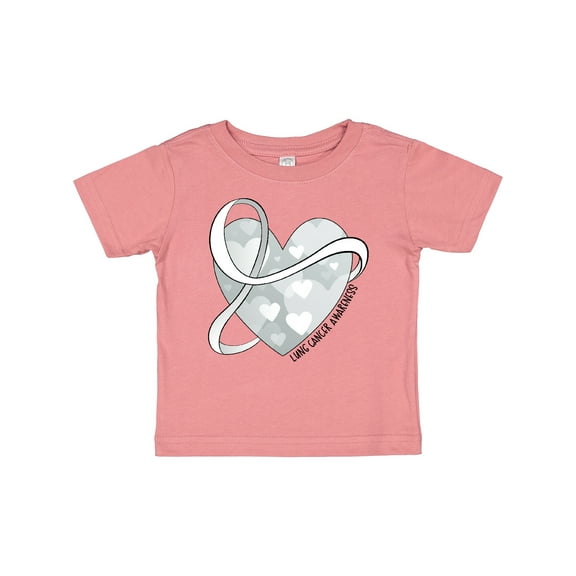 Inktastic Lung Cancer Awareness White Ribbon Around Heart Boys or Girls Baby T-Shirt
