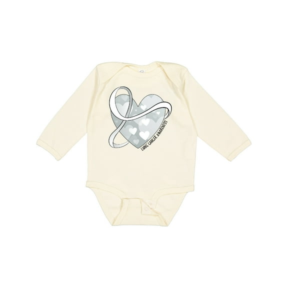 Inktastic Lung Cancer Awareness White Ribbon Around Heart Boys or Girls Long Sleeve Baby Bodysuit