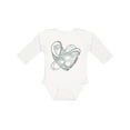 thumbnail image 1 of Inktastic Lung Cancer Awareness White Ribbon Around Heart Boys or Girls Long Sleeve Baby Bodysuit, 1 of 5