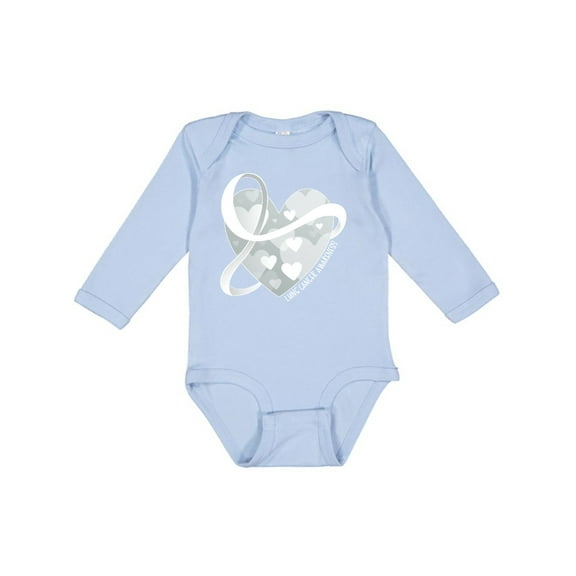 Inktastic Lung Cancer Awareness White Ribbon Around Heart Boys or Girls Long Sleeve Baby Bodysuit