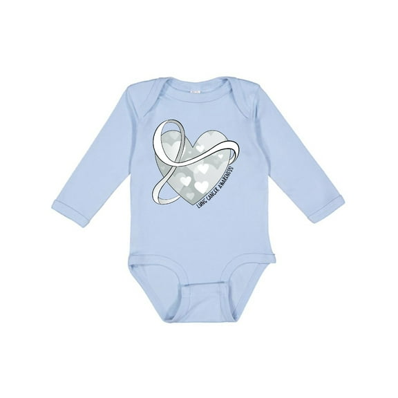 Inktastic Lung Cancer Awareness White Ribbon Around Heart Boys or Girls Long Sleeve Baby Bodysuit