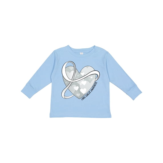 Inktastic Lung Cancer Awareness White Ribbon Around Heart Boys or Girls Long Sleeve Toddler T-Shirt