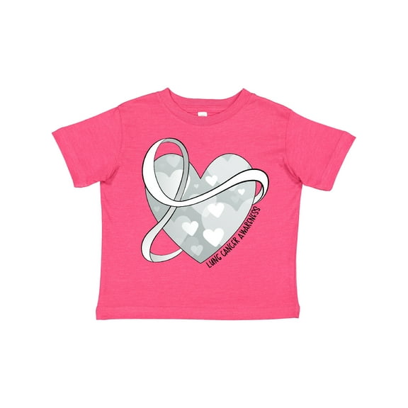 Inktastic Lung Cancer Awareness White Ribbon Around Heart Boys or Girls Toddler T-Shirt