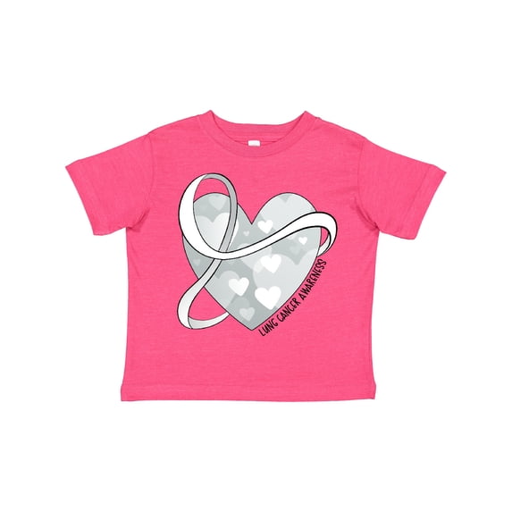 Inktastic Lung Cancer Awareness White Ribbon Around Heart Boys or Girls Toddler T-Shirt