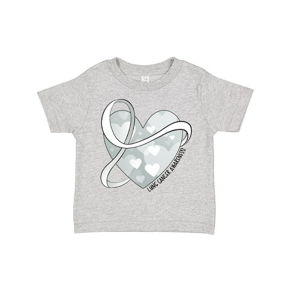 Inktastic Lung Cancer Awareness White Ribbon Around Heart Boys or Girls Toddler T-Shirt