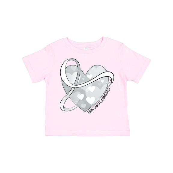 Inktastic Lung Cancer Awareness White Ribbon Around Heart Boys or Girls Toddler T-Shirt