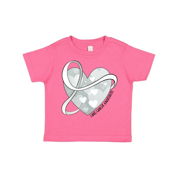 Inktastic Lung Cancer Awareness White Ribbon Around Heart Boys or Girls Toddler T-Shirt