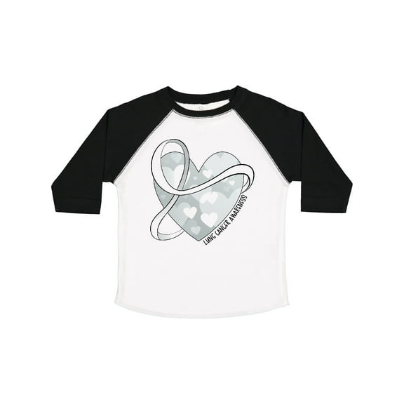 Inktastic Lung Cancer Awareness White Ribbon Around Heart Boys or Girls Toddler T-Shirt