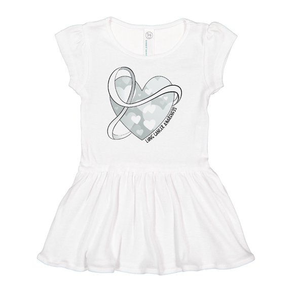 Inktastic Lung Cancer Awareness White Ribbon Around Heart Girls Baby Dress