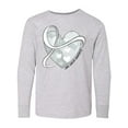 thumbnail image 1 of Inktastic Lung Cancer Awareness White Ribbon Around Heart Long Sleeve Youth T-Shirt, 1 of 5