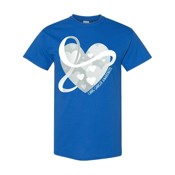 Inktastic Lung Cancer Awareness White Ribbon Around Heart T-Shirt