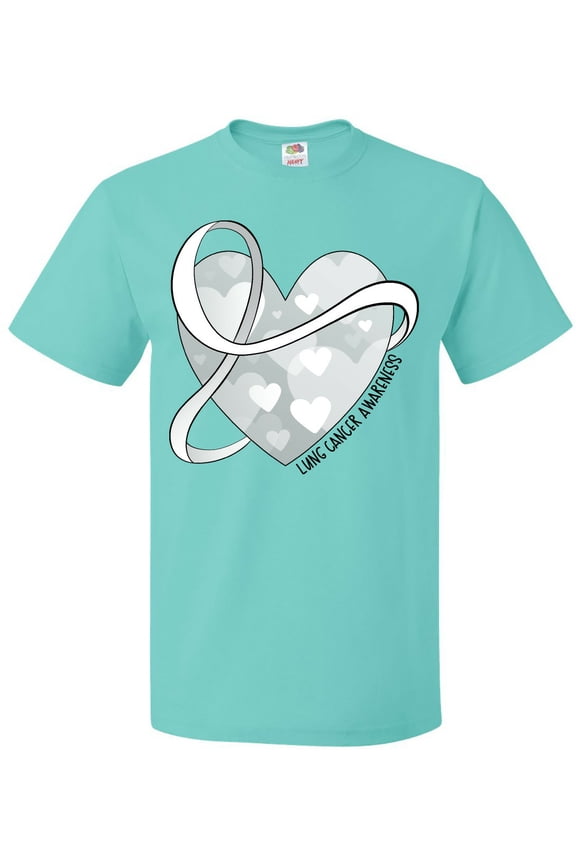 Lung Cancer Awareness White Ribbon Around Heart T-Shirt