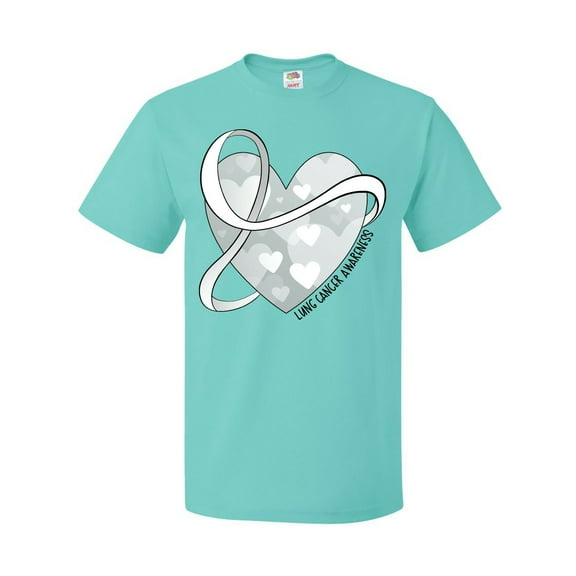 Inktastic Lung Cancer Awareness White Ribbon Around Heart T-Shirt