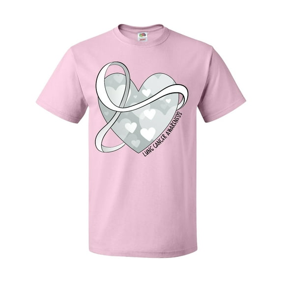 Inktastic Lung Cancer Awareness White Ribbon Around Heart T-Shirt