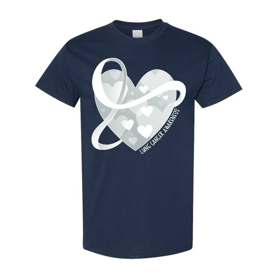 Inktastic Lung Cancer Awareness White Ribbon Around Heart T-Shirt