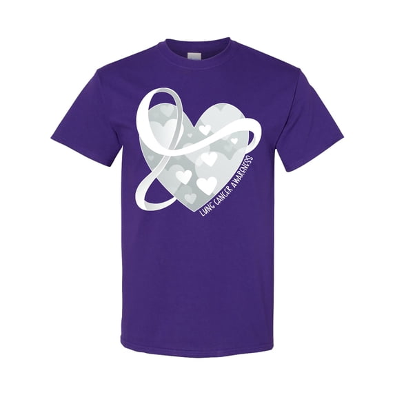 Inktastic Lung Cancer Awareness White Ribbon Around Heart T-Shirt