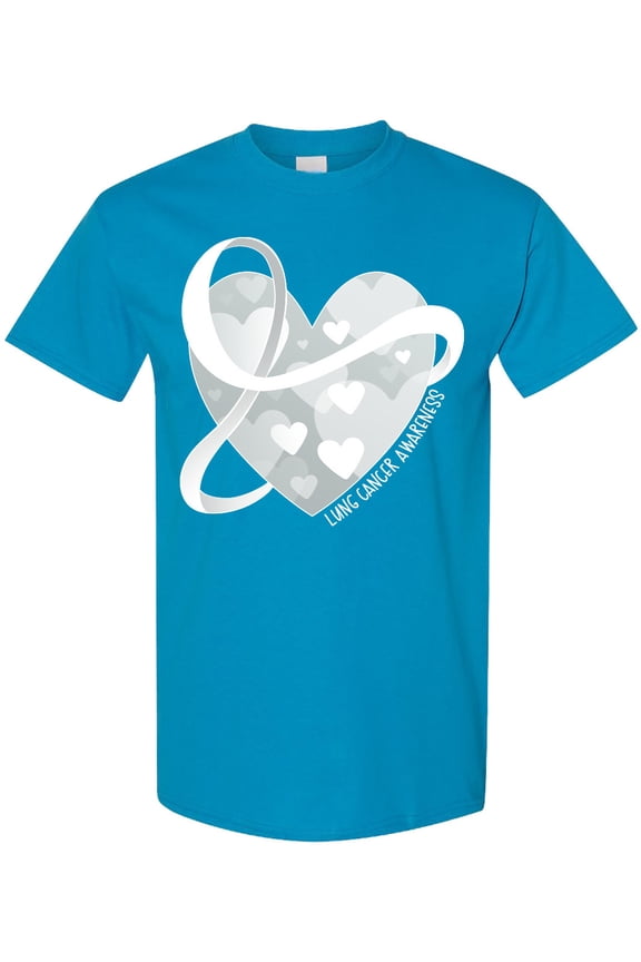 Lung Cancer Awareness White Ribbon Around Heart T-Shirt