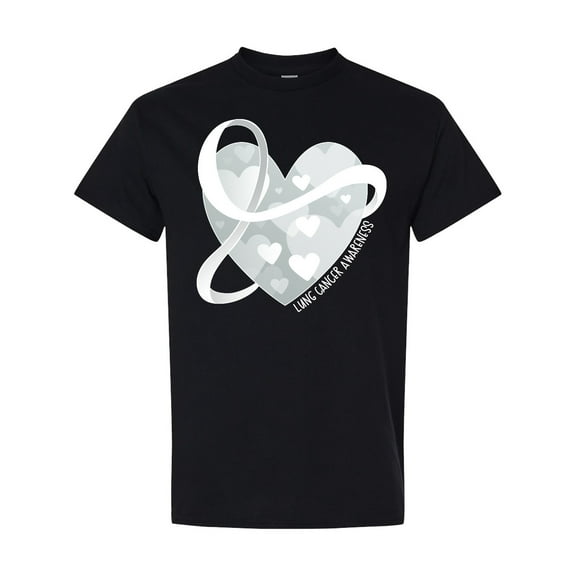 Inktastic Lung Cancer Awareness White Ribbon Around Heart T-Shirt