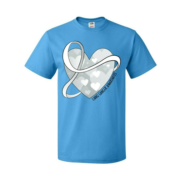 Inktastic Lung Cancer Awareness White Ribbon Around Heart T-Shirt