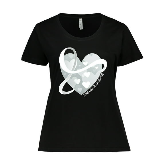 Inktastic Lung Cancer Awareness White Ribbon Around Heart Women's Plus Size T-Shirt