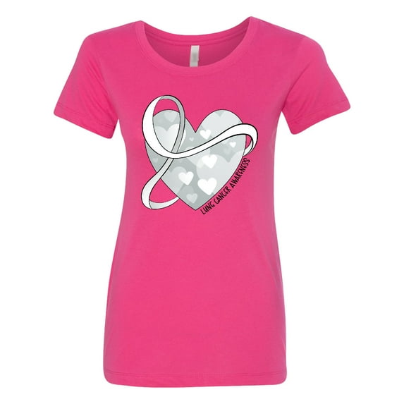 Inktastic Lung Cancer Awareness White Ribbon Around Heart Women's T-Shirt