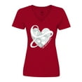 thumbnail image 1 of Inktastic Lung Cancer Awareness White Ribbon Around Heart Women's V-Neck T-Shirt, 1 of 5