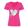 thumbnail image 1 of Inktastic Lung Cancer Awareness White Ribbon Around Heart Women's V-Neck T-Shirt, 1 of 5
