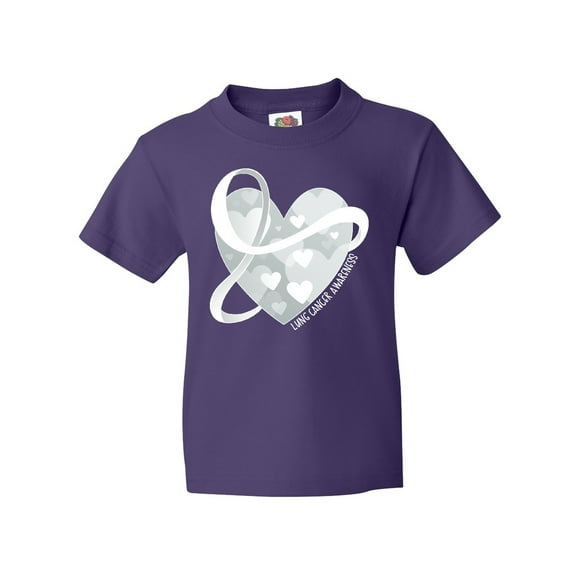 Inktastic Lung Cancer Awareness White Ribbon Around Heart Youth T-Shirt