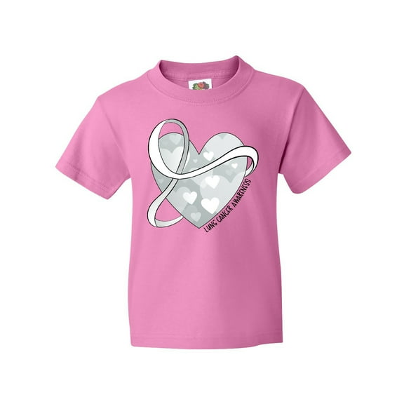 Inktastic Lung Cancer Awareness White Ribbon Around Heart Youth T-Shirt