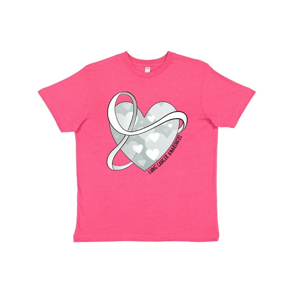 Inktastic Lung Cancer Awareness White Ribbon Around Heart Youth T-Shirt