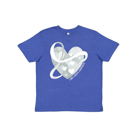 Inktastic Lung Cancer Awareness White Ribbon Around Heart Youth T-Shirt