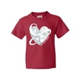 thumbnail image 1 of Inktastic Lung Cancer Awareness White Ribbon Around Heart Youth T-Shirt, 1 of 5