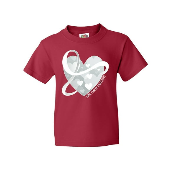 Inktastic Lung Cancer Awareness White Ribbon Around Heart Youth T-Shirt