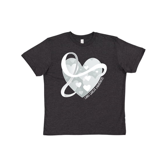Inktastic Lung Cancer Awareness White Ribbon Around Heart Youth T-Shirt