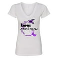 thumbnail image 1 of Inktastic Lupus Awareness Butterfly Ribbon Women's V-Neck T-Shirt, 1 of 5