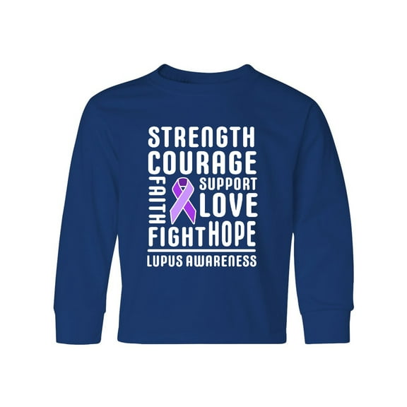 Inktastic Lupus Awareness Strength Support Courage Long Sleeve Youth T-Shirt