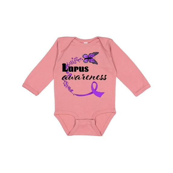 Inktastic Lupus Awareness butterfly ribbon Boys or Girls Long Sleeve Baby Bodysuit