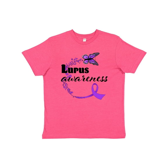 Inktastic Lupus Awareness butterfly ribbon Youth T-Shirt