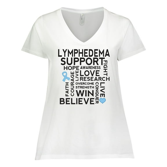 Inktastic Lymphedema Awareness Month Ribbon Women's Plus Size V-Neck T-Shirt