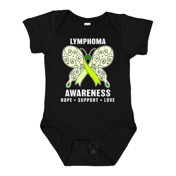 Inktastic Lymphoma Awareness Hope Support and Love Boys or Girls Baby Bodysuit