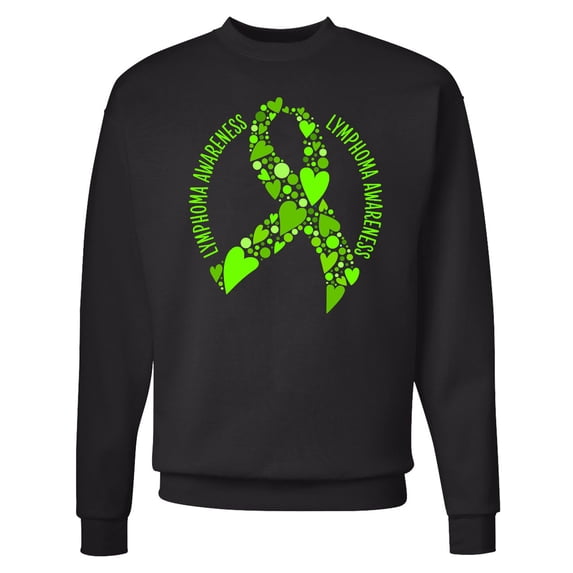 Inktastic Lymphoma Awareness Lime Ribbon Made of Hearts Adult Sweatshirt