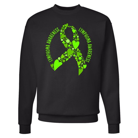 Inktastic Lymphoma Awareness Lime Ribbon Made of Hearts Adult Sweatshirt