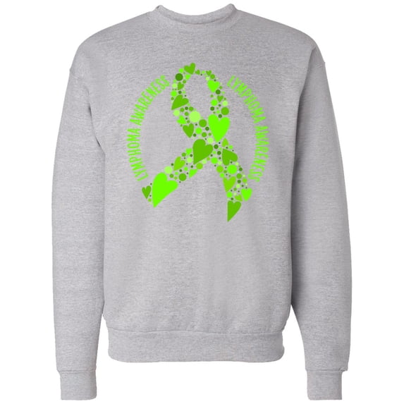 Inktastic Lymphoma Awareness Lime Ribbon Made of Hearts Adult Sweatshirt