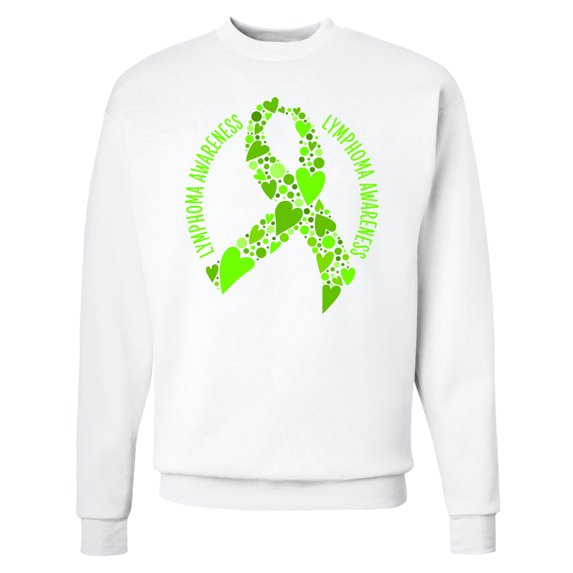 Inktastic Lymphoma Awareness Lime Ribbon Made of Hearts Adult Sweatshirt