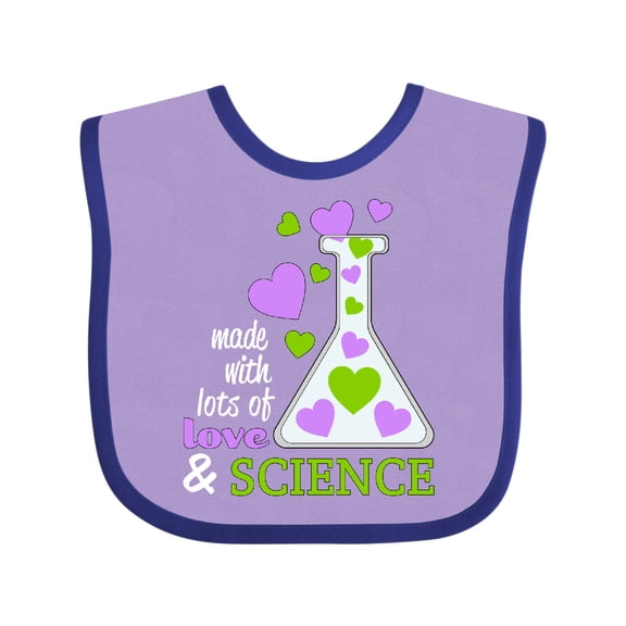 Inktastic Made with Lots of Love and Science Heart Bubbles in a Beaker Boys or Girls Baby Bib