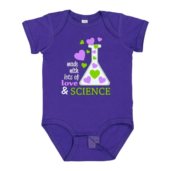 Inktastic Made with Lots of Love and Science Heart Bubbles in a Beaker Boys or Girls Baby Bodysuit