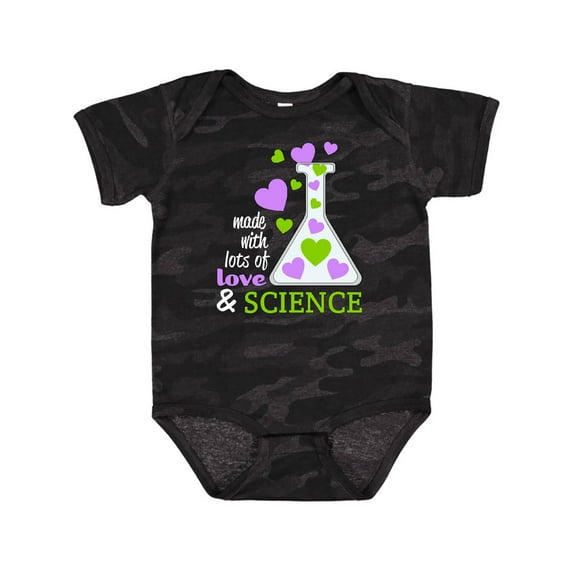 Inktastic Made with Lots of Love and Science Heart Bubbles in a Beaker Boys or Girls Baby Bodysuit
