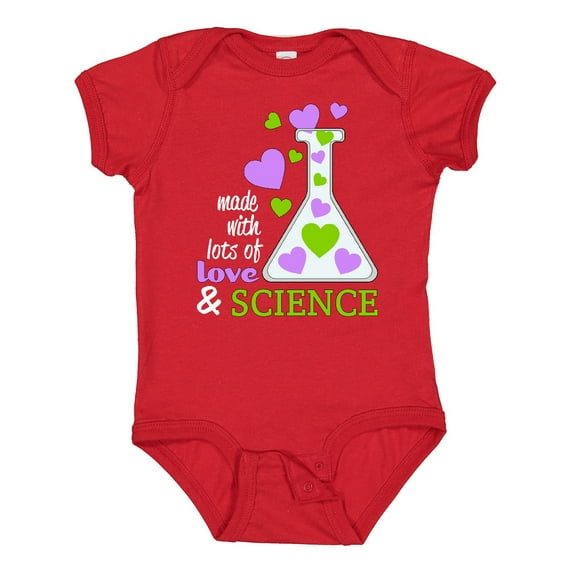 Inktastic Made with Lots of Love and Science Heart Bubbles in a Beaker Boys or Girls Baby Bodysuit