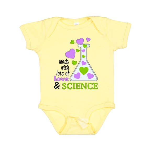Inktastic Made with Lots of Love and Science Heart Bubbles in a Beaker Boys or Girls Baby Bodysuit