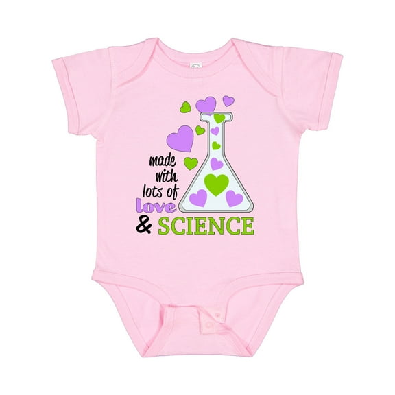 Inktastic Made with Lots of Love and Science Heart Bubbles in a Beaker Boys or Girls Baby Bodysuit